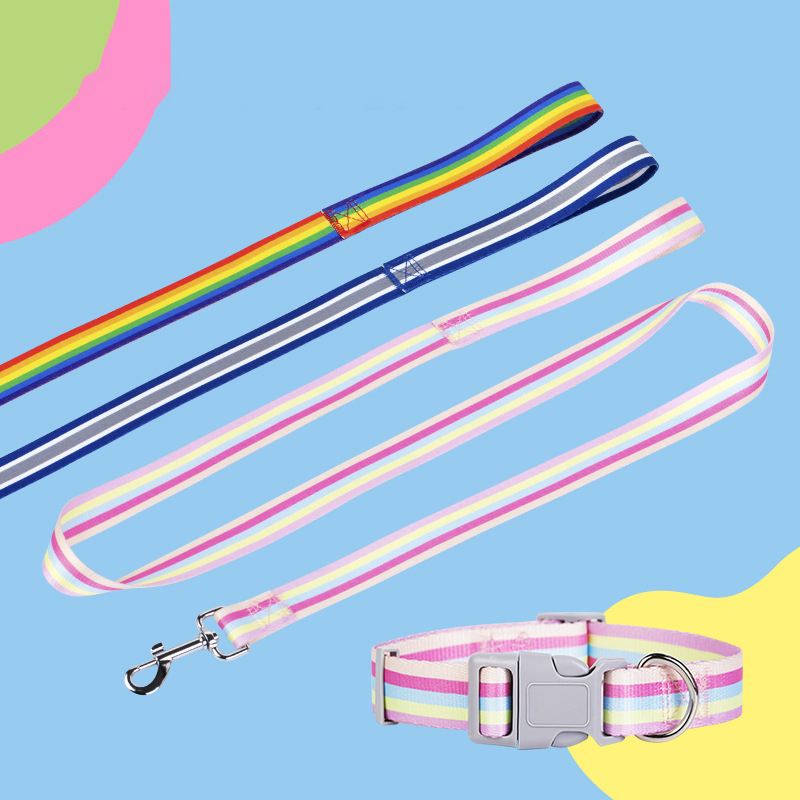 Macaron Color Pet Collar and Leash Set Small and Medium Dogs Adjustable Dog Collar and 150cm Dog Leash Dog Leash for Cats & Dogs