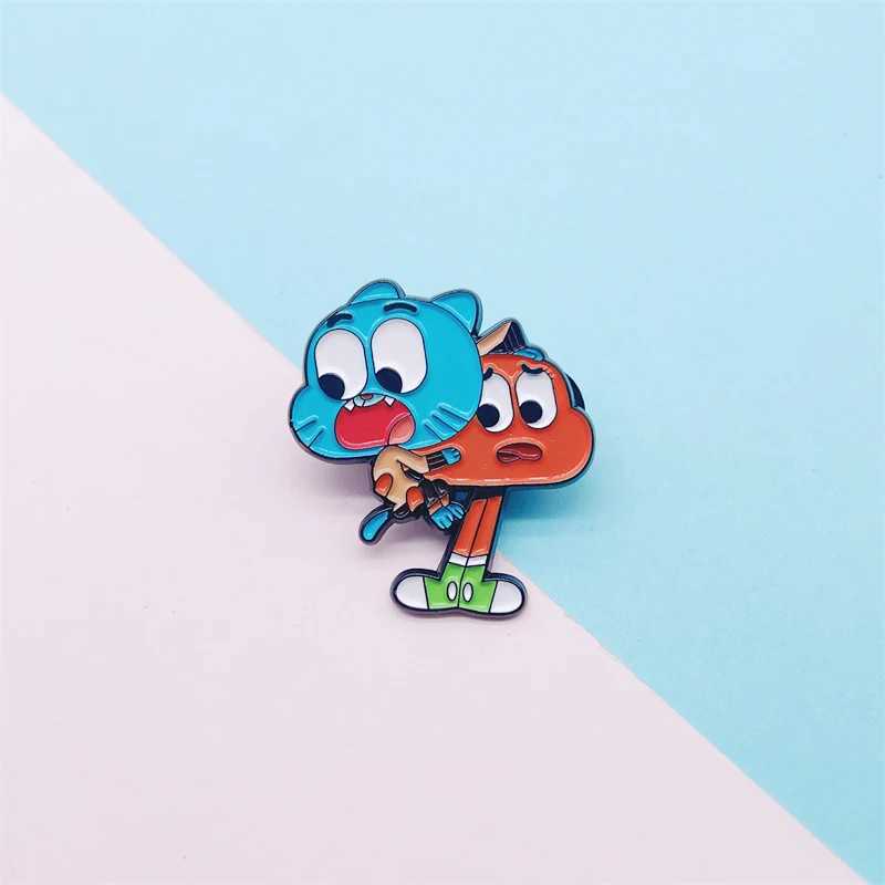 Creative Anime Character Enamel Pins Cute Cat World Embracing Alloy Brooch Badge Personalized Jewelry GiftX240914