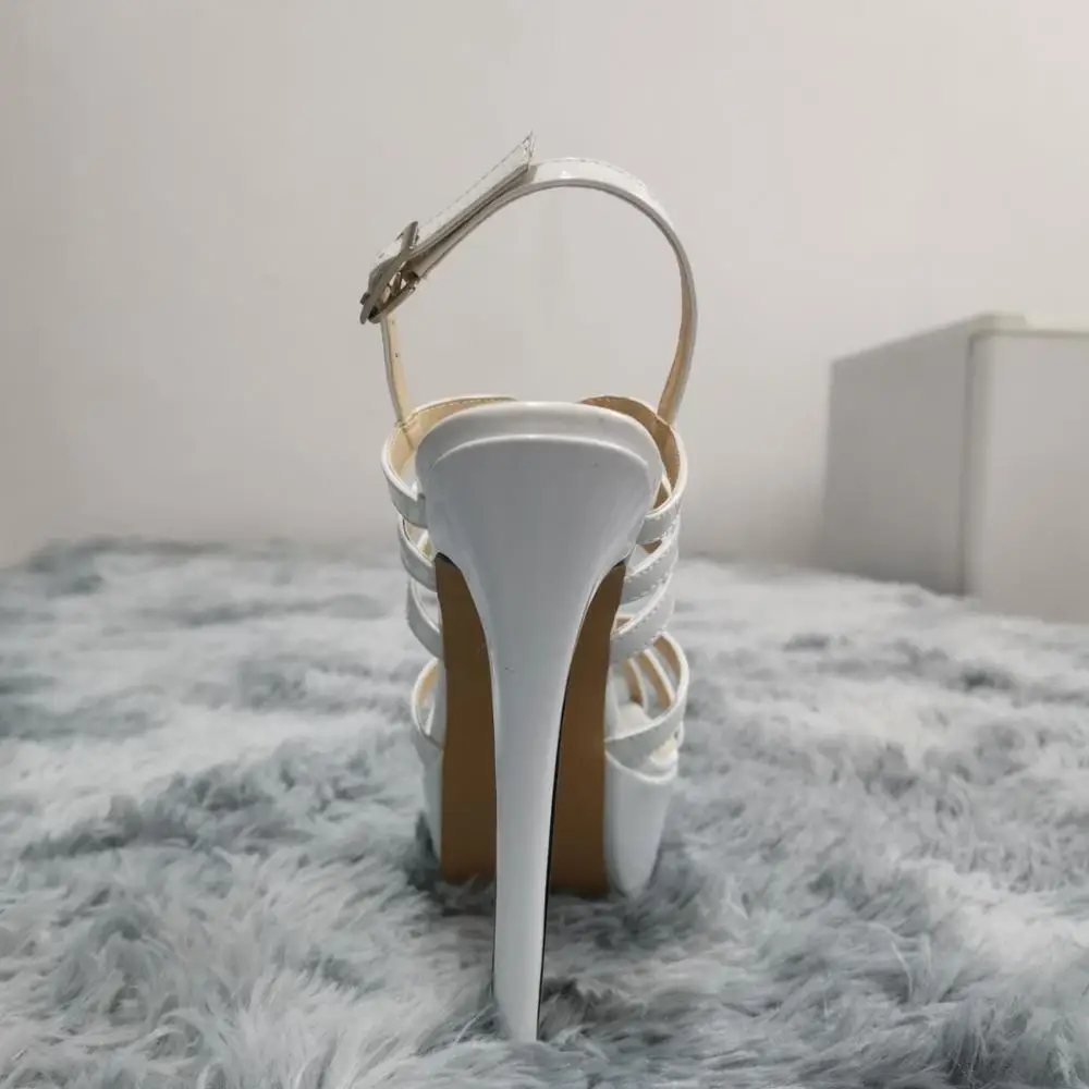 Large Size 44 Women Sandals Nightclub Ultra Fashion 14cm Super High Heels Platform Ankle Strap Sandals Sexy Pumps Bride Shoes