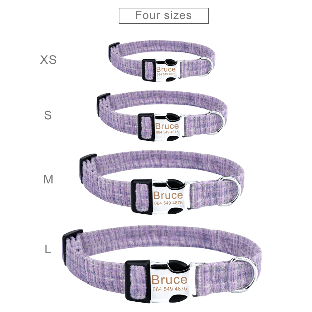 Personalized Dog Collars Custom with Pet Name and Phone Number Collars with Metal Buckle for Small Medium Large Dogs Cat Product