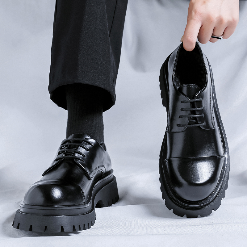 Men Black Platform Classic Fashion Lace up Increase Business Office Dress Leather Shoes 0d00