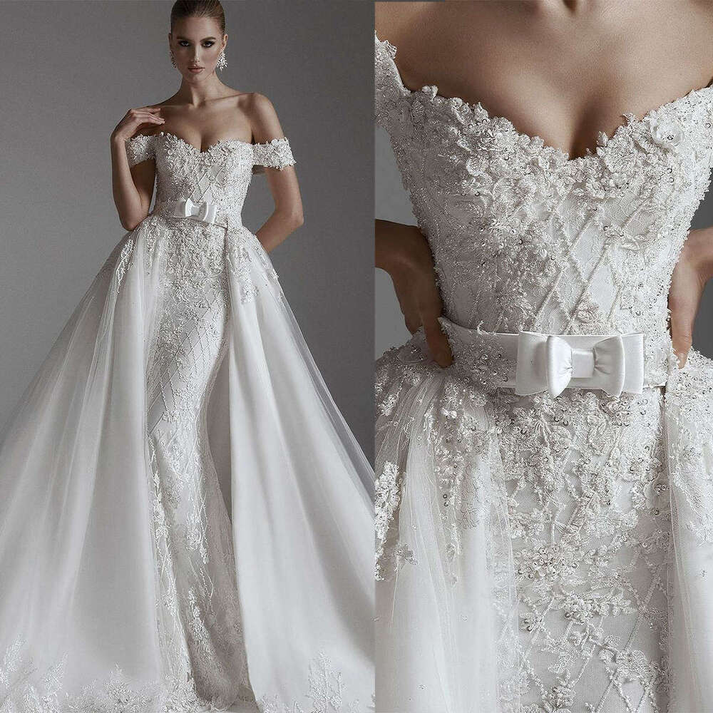 Unique Wedding Dresses Mermaid Off The Shoulder Detachable Appliques Backless or-Length Princess Vestido De Novia Custom Made