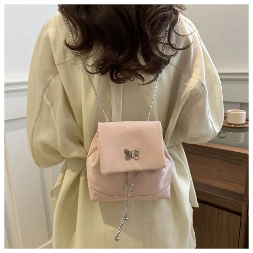 Fashion chain mini backpack butterfly element Korean womens backpack PU small bag for women 240912