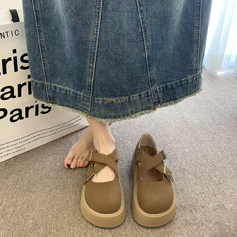 Outdoor Womens Cross-Tied Pantofle Platform 2024 Mary Janes New Autumn Shallow Female Shoes House Slippers Pl 4a13