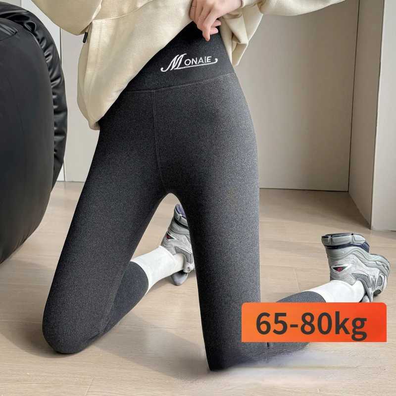 Winter Cashmere Leggings Women Solid Warm Leggings High Waist Slim Stretchy Pants Big Size Adding Velvet and Thickening PantsX240914