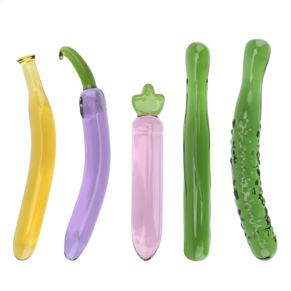 Eggplant Dildos Sex Toys for Men Women Banana Dildo Artificial penis Fruit Vegetable Anal Plug Glass Beads Butt Plug 240914
