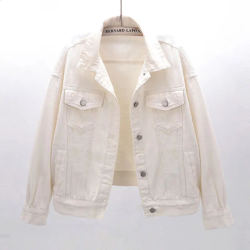 Womens candy colored short denim jacket Harajuku clothing Spring and Autumn long sleeved loose denim jacket Wild womens denim jacket A796 240906