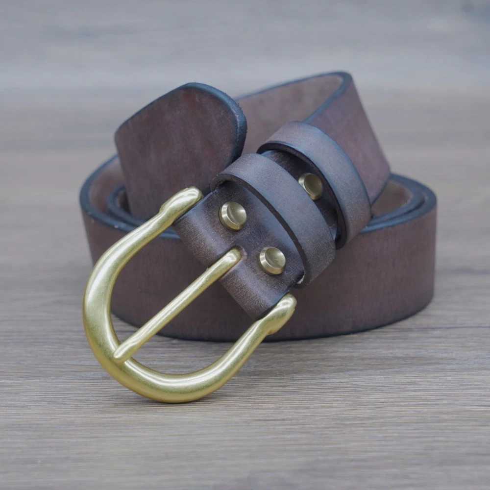 3.8cm Male Belt Copper Buckle Designer Cowskin Genuine Leather Belts for Men Luxury Vintage Lumbar Belt ManX240914