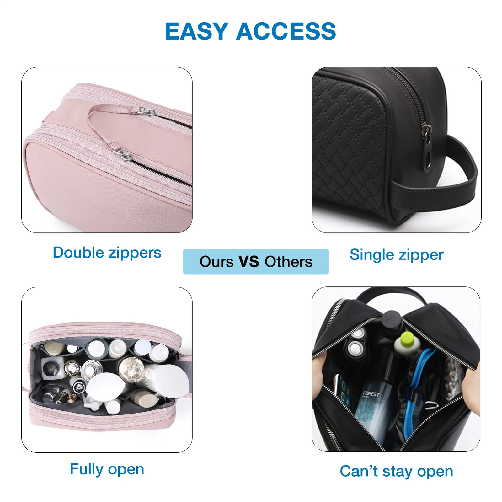 Womens Cosmetic Bag BAGSMART Waterproof Dopp Kit for Travel Lightweight Toiletries Bag for Men Makeup Bag Travel Necessaries 241226