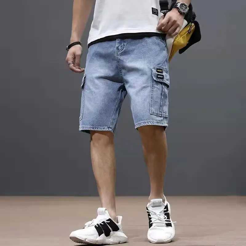 New Arrival Fashion Mens Casual Loose Baggy Cowboy Pants Streetwear Cargo Summer Denim Jeans Straight Knee Length Shorts MaleX240914