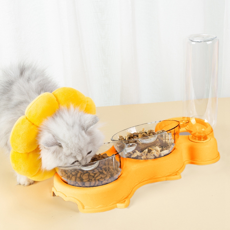Automatic Cat Bowl Cat Food Water Feeder Pet Bowl Automatic Feeder Water Dispenser Food Container Drinking Water Bowl Pet Feeder