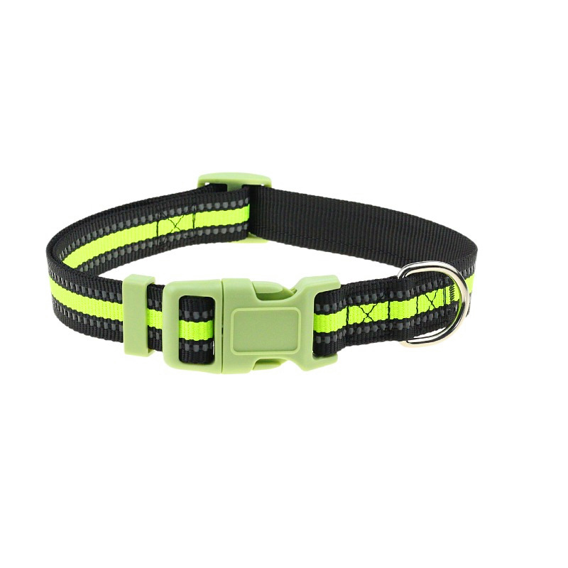 Adjustable Pet Collar Nylon Reflective Dog Collar with D-ring and ABS Quick Insert Buckle for Small, Medium Large Dogs and Cats