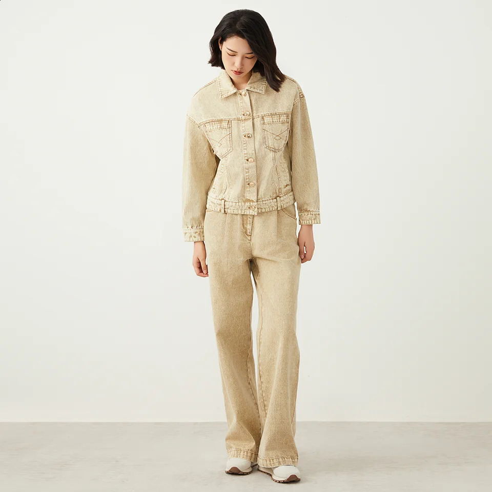 K2212W 100% pure cotton womens high-quality knitted denim jacket suitable for autumn and winter Ladi denim coats 240906