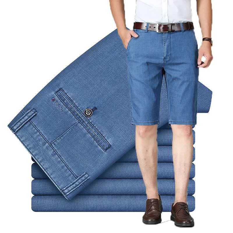 Summer Male Brand Knee Length Pants Men Black Elasticity Denim Shorts Classic Business Casual Stretch Straight JeansX240914