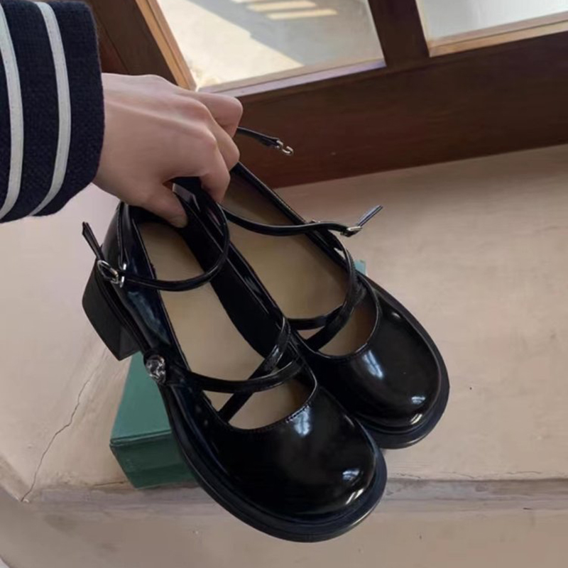 Women Retro Shoes Round Toe Branded Pumps 2023 Beige High Heels Mary Jane Sandals Ladies Classic Style Fashion Leather New Spring La 7740