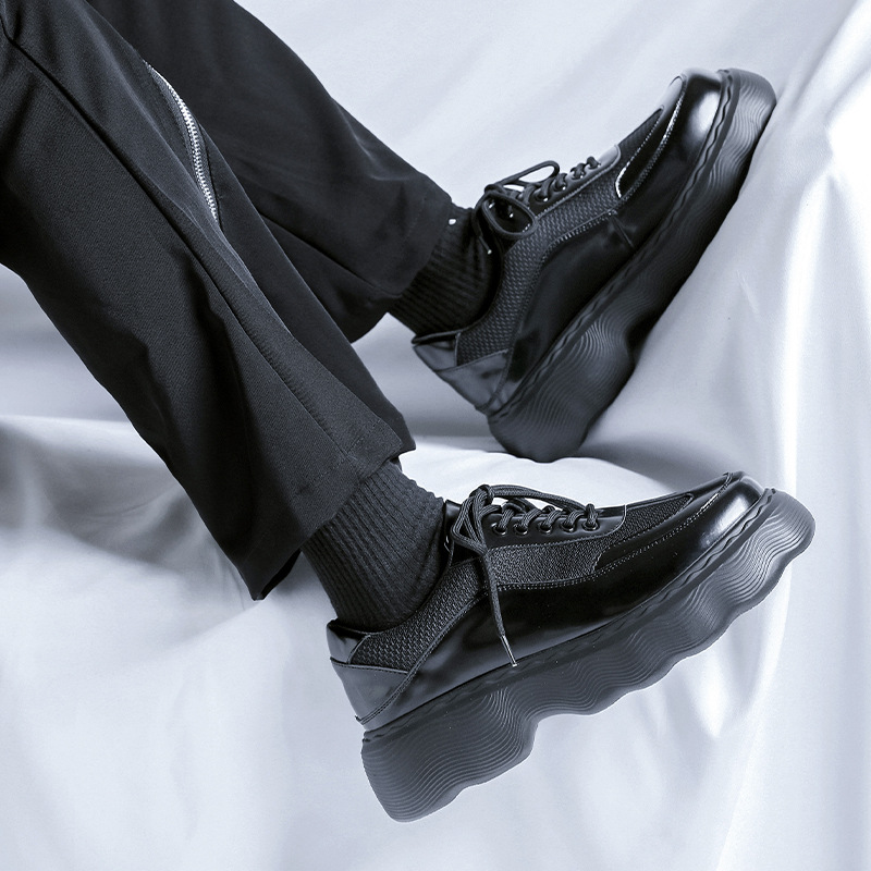 Increase Platform Mens Casual Patent Leather High-quality Leisure Toog Handmade Trend Fashion Dress Shoes 2b36