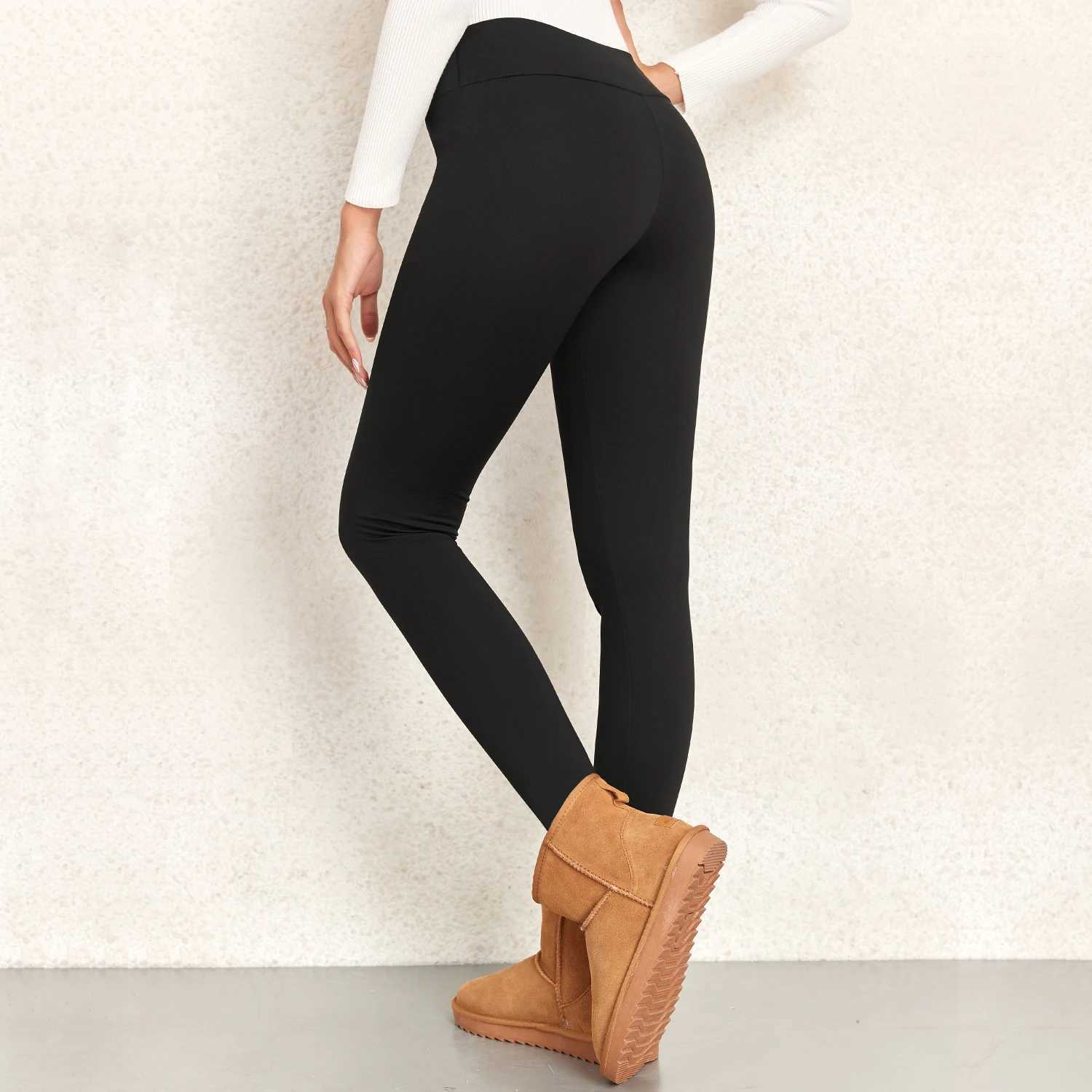 2PCS Warm Winter Leggins Womens Gym Black Velvet Leggings High Waist Classic Casual Autumn Pants Fashion CompressionX240914