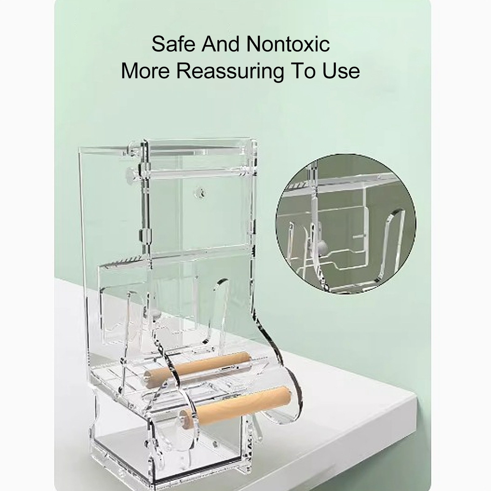 Automatic Parrot Feeder, Transparent Bird Cage, Prevent Spillage and Splashing, Easy Installation, Acrylic