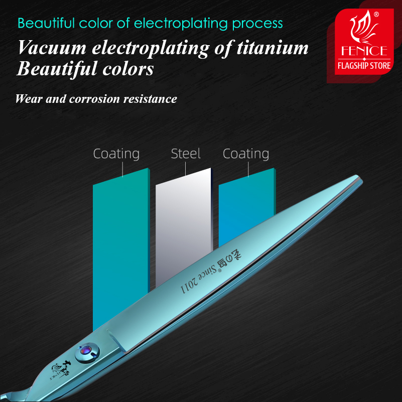 Fenice VG 10 Dog Beauty Scissors 7/7.5 Inch Professional Pet Dog Grooming Scissors Kit Straight&Curved &Thinner&Chunker Shears