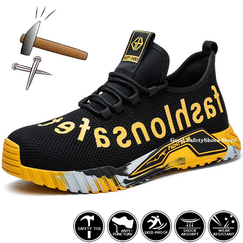 Safety Breathable For Sneakers Lightweight Anti-Smash Protective Work Men Women Steel Toe Shoes Footwear 220f