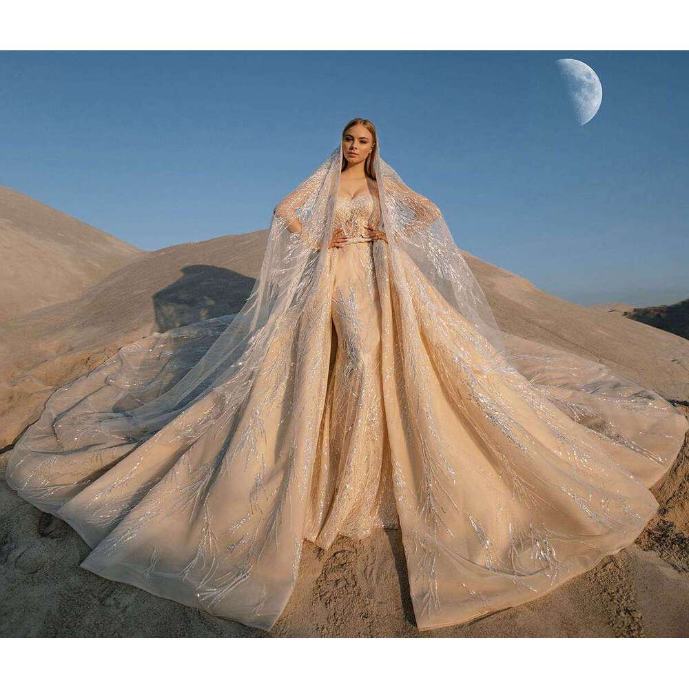 Dresses Esthetical Wedding Ball Gown Detachable Sequins Sleeveless Or Length Princess Bride Dress Vestido De Novia Customized