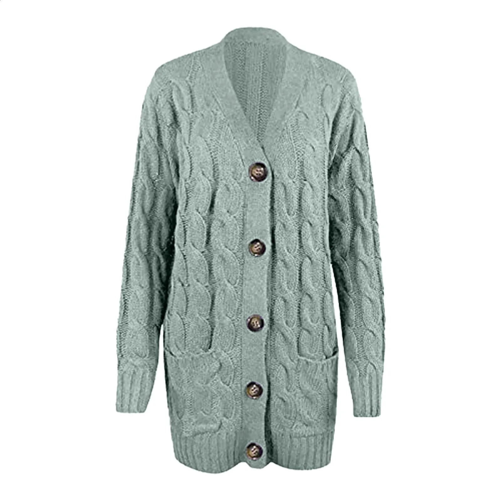 Cardigan Pockets Open Front For Ladies Autumn And Winter Sweaters Womens Long Sleeve Knit Boho Patchwork Coat 240904