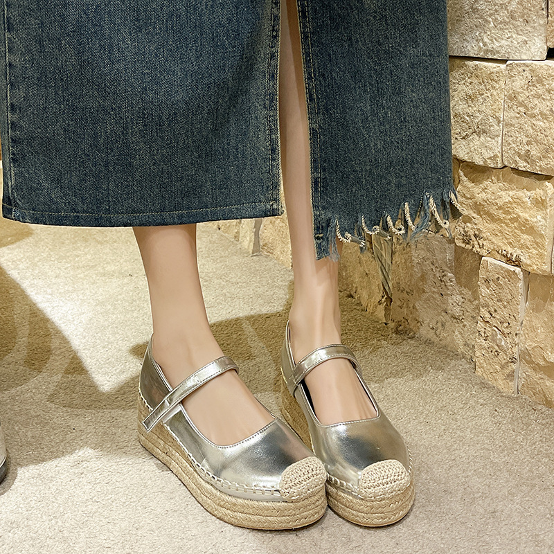 2024 Spring Rome Loafers Weave Wedges Platform Shoes Women New Dress High Heels Marie Janes Shoes Party Pumps Female Zapatillas