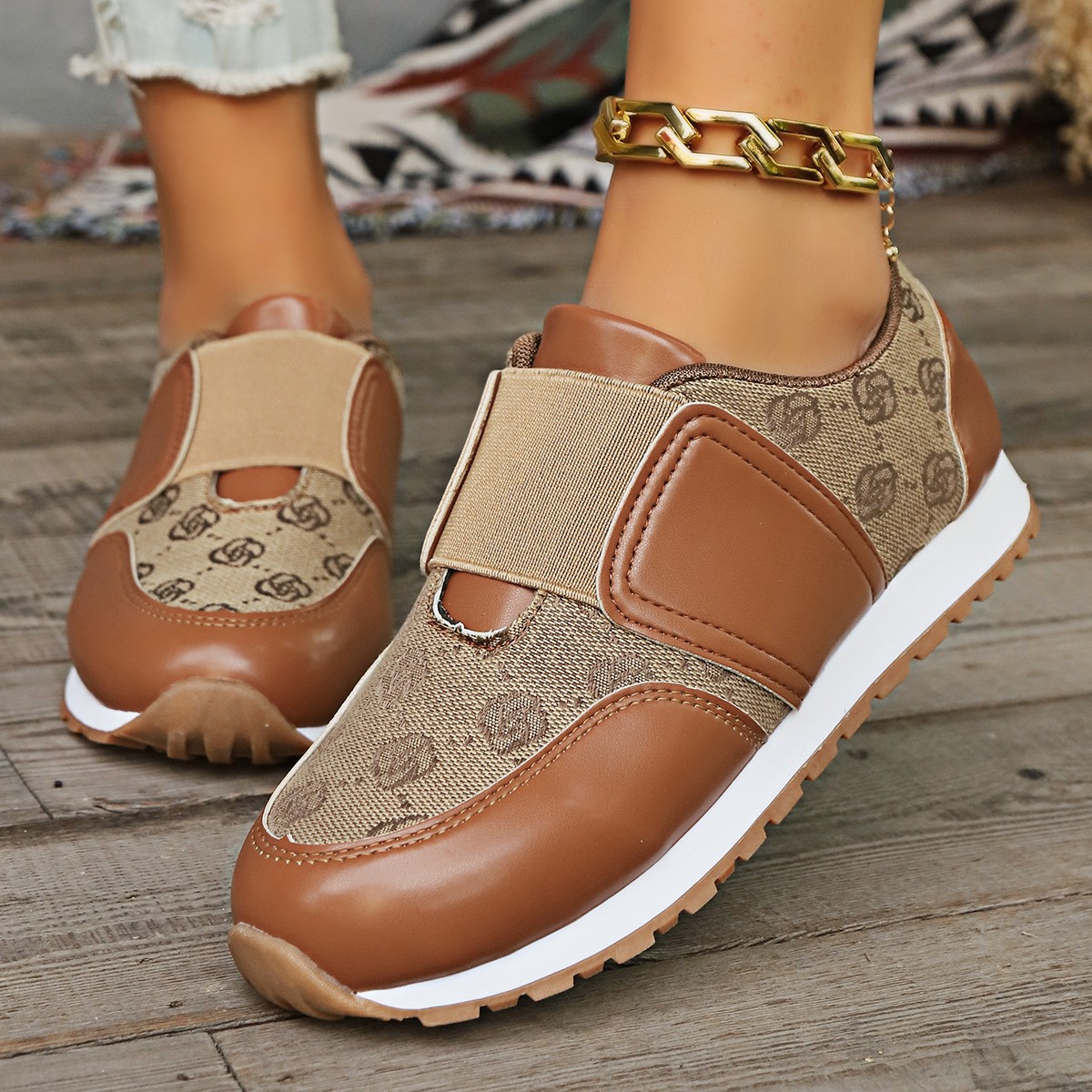 Luxury Brand Comfortable Casual Sports Shoes Women's Shoes Fashion 2024 Spring Breathable Fashion Slip on Flat Vulcanized Shoes
