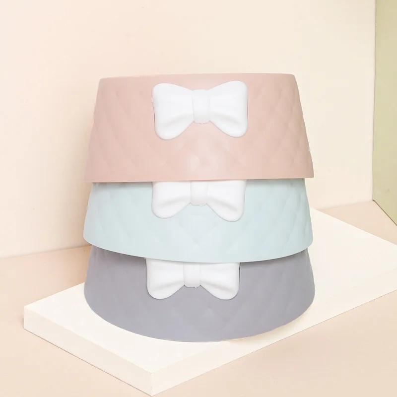 Creative Cute Bowknot Decor Pet Feeding Deepen Bowl Cats Dogs Durable Friendly PP Cat Food Dish Bowl Water Basin Non-Slip Base