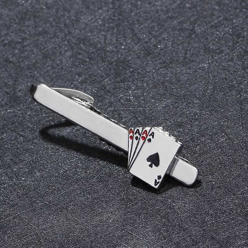 Fashion Trendy Mens Playing Card Four A Zinc Alloy Tie Clips for Groom Gentleman Business Casual Necktie Accessories GiftsX240914