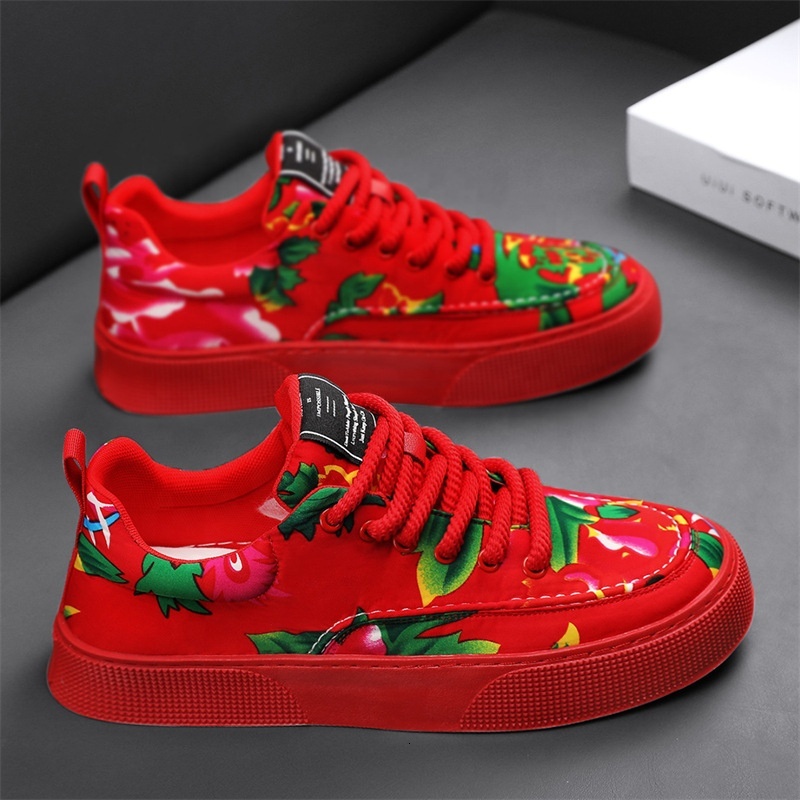 Y Red Green Men's 2024 New Big wer Tide Thick-soled Heightened Board Breathable Cloth Sneakers Casual Shoes For Men