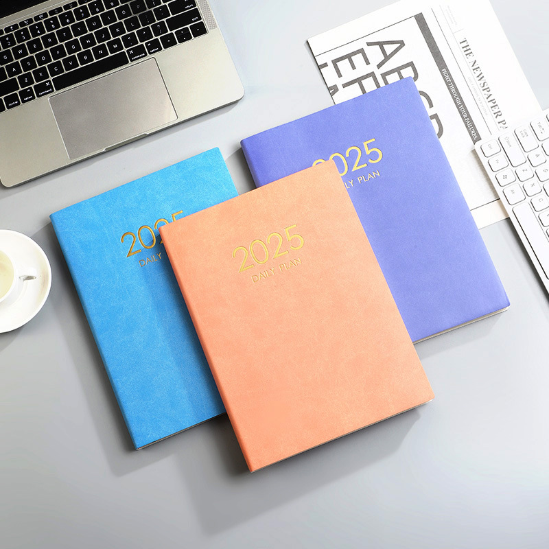 2025 Daily Plan Book, Business Multicolor Hardcover Portable Notepad