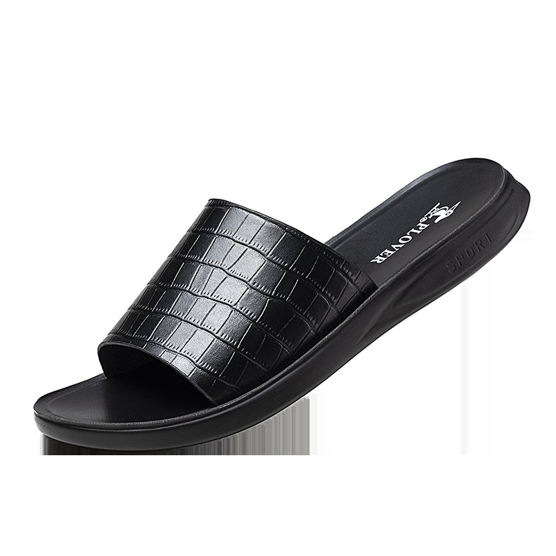 Summer New Shoes for Men Genuine Leather Slipper Stone Pattern Casual Sandals Comfortable Slides Cool Beach Shoes