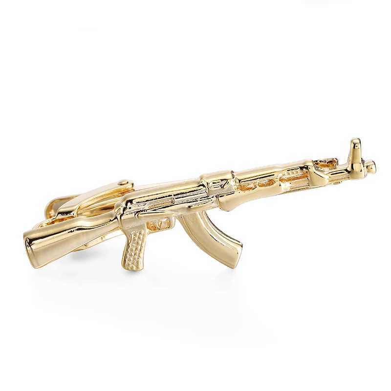High quality machine gun tie clip brand new fashionable mens tie wedding shirt clip brass material AK tie clipX240914