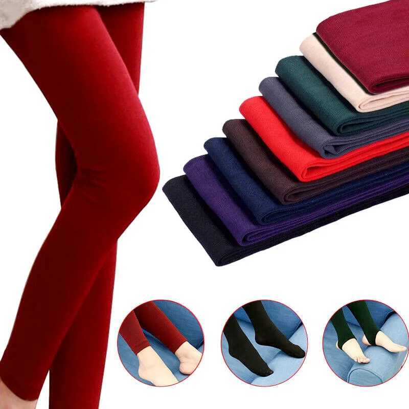 Women Winter Thick Warm Leggings Fleece Lined Thermal Full Foot Tight Pant Polar Pantyhose Velvet Wool High Elasticity LeggingsX240914