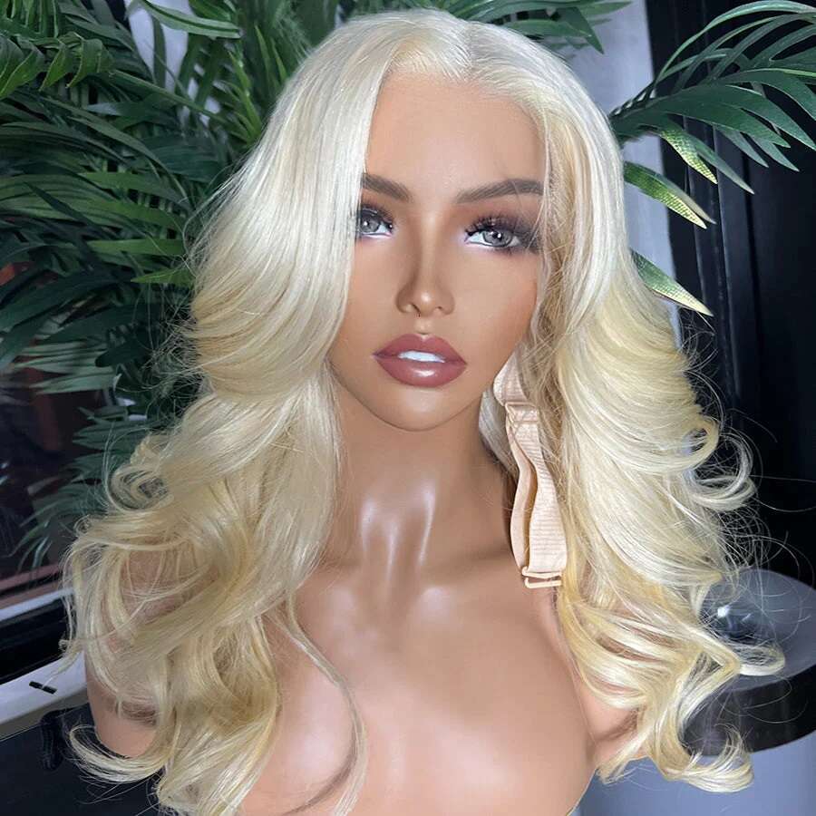 AIMEYA 613 Blonde Short Wave Daily Use Synthetic Lace Front Wigs For Women Heat Resistant Gloden Bob Wig