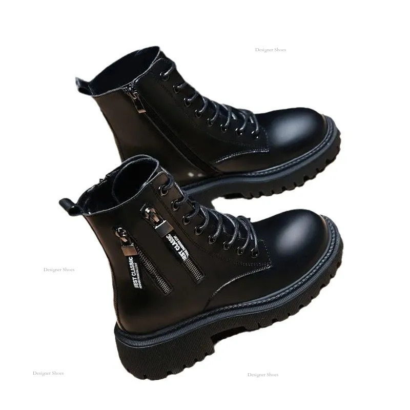 Fashion New 2024 Thick Soled Short Boots Comfortable And Durable Explosive Short Sleeves Trendy And Versatile Black Boots