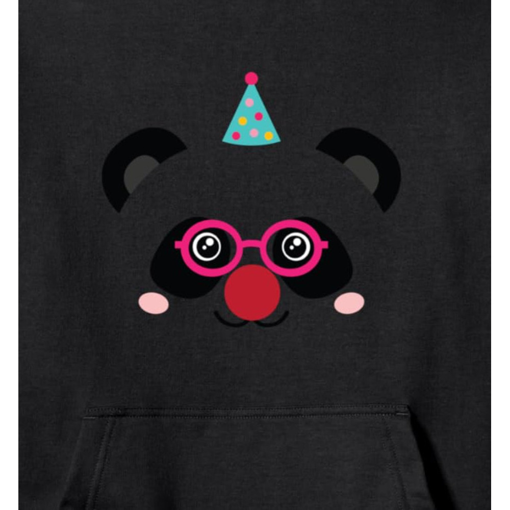 Hoodie for Mens Womens Panda Face With Pink Glasses Red Nose And Party Hat Pullover Hoodie Graphic Hoodies sweatshirt Pullover Long Sleeve