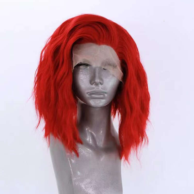 AIMEYA Hot Red Short Curly Heat Resistant Synthetic Lace Front Wig For Fashion Women Free Part Bob Wigs Daily Use Cosplay