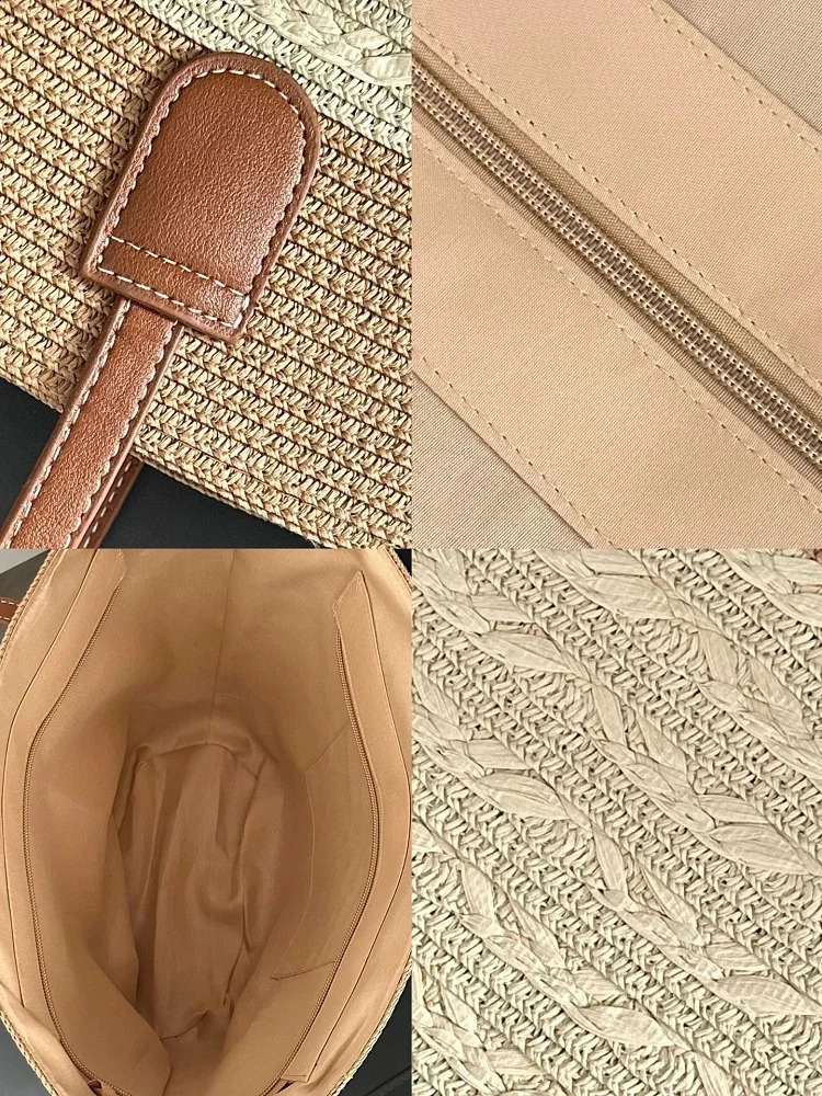 French Garden Womens Large Capacity Handbag Shoulder Basket Beach Bag Summer 240913