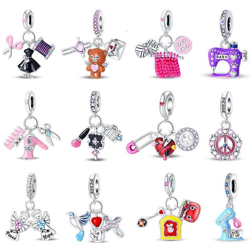 925 Sterling Silver Charm Fit Original Charms Bracelet Tailor Sewing Machine Pendant Beads DIY Jewelry Gift 2024 New