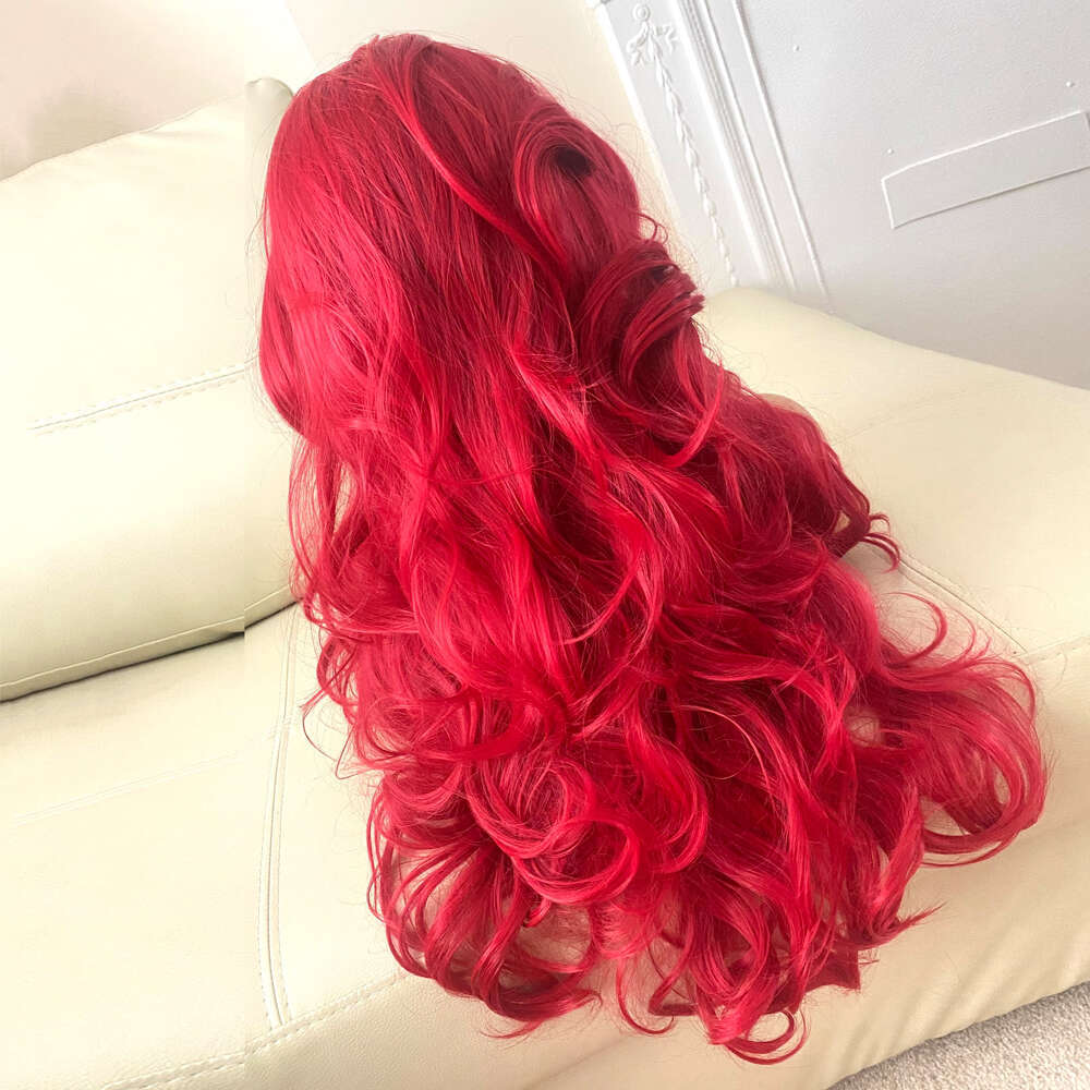 Fiery Lace Front Synthetic Beautiful And Bouncy Thick Wavy Stunning Human Hair Gorgeous Bright Red Wig