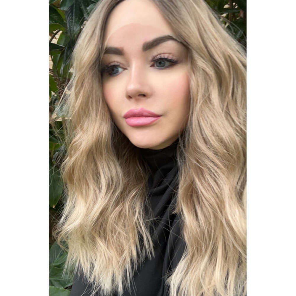 High Quality Synthetic Wigs Light Brunette Blonde Front Wig HD Transparent Lace Natural Wave Heat Friendly Fibres Thick