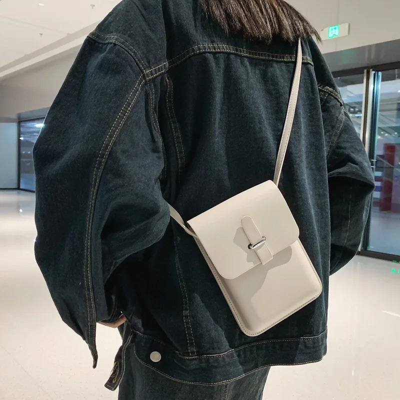 Simple unisex small square PU leather Korean cross body shoulder bag fashion phone bag wallet 240912