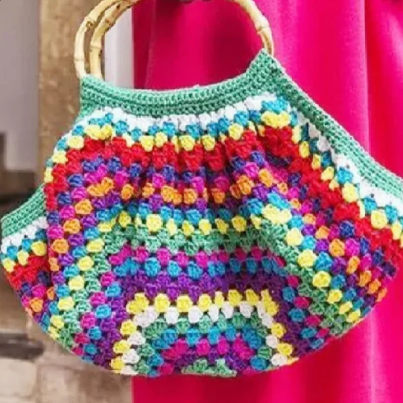 Hand woven shell shaped handbag with grandma grid pattern casual bag suitable for womens shopping and storage bags 240913