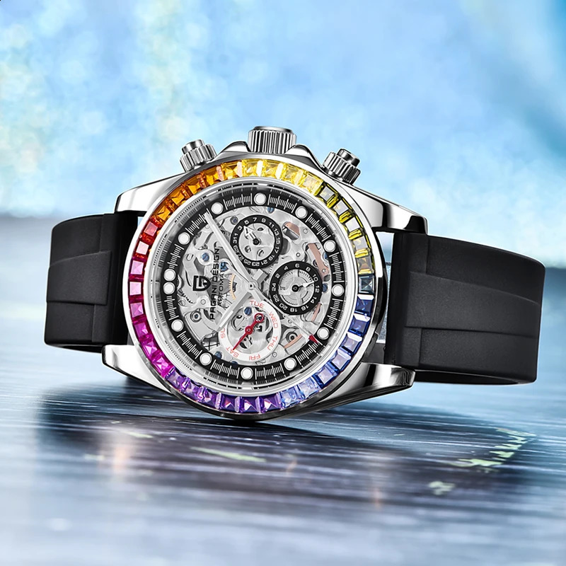 PAGANI Top Mechanical Automatic Watch Men Ceramic Bezel Rainbow Business Waterproof Watch Relogio Masculino 240906