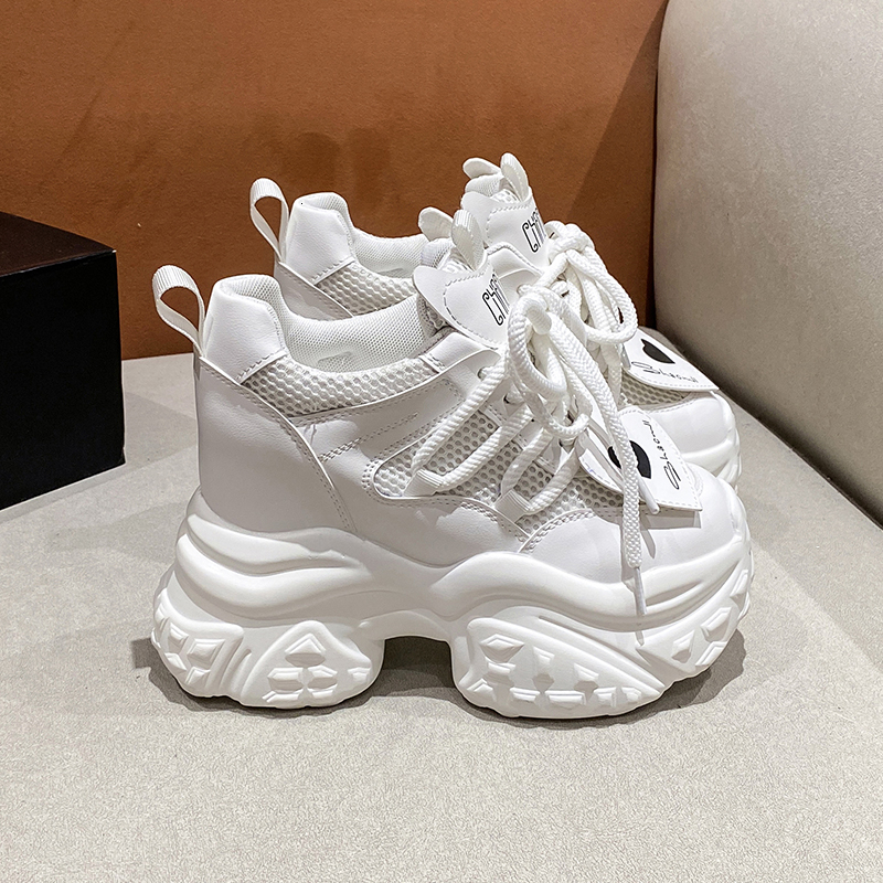 High Platform Shoes Breathable Sports Trainers Casual Thick Bottom Mesh Chunky Sneakers Women atos Mujer 10cm
