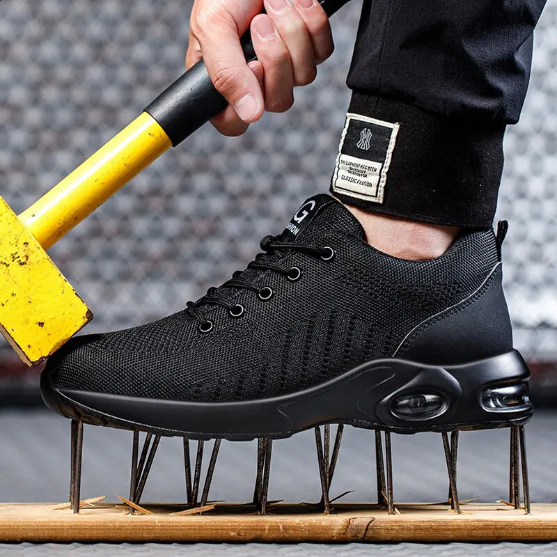2025 new Summer Air Cushion For Men Women Breathable Work Sneakers Steel Toe Shoes Anti-puncture Safety Protective Shoe 240904