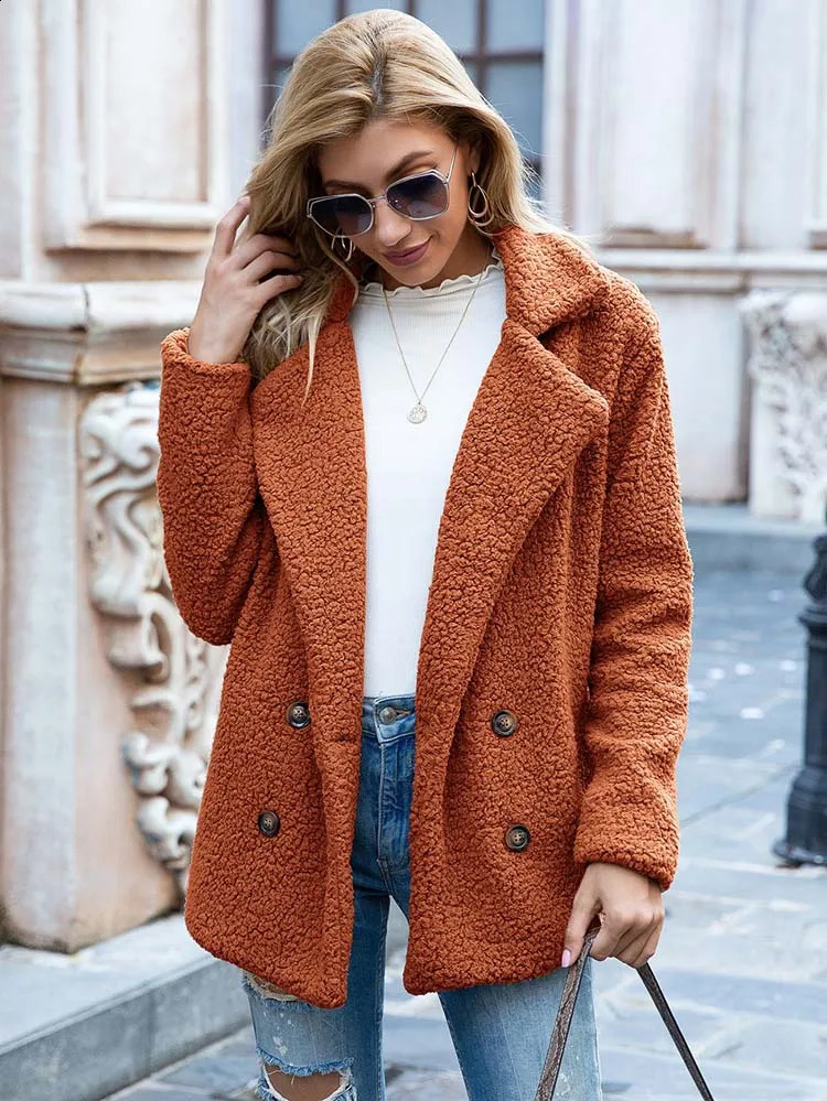 Autumn Teddy Coat Women Faux Fur Coat Female Thick Warm Plush Teddy Jacket Long Sleeve Winter Coat Women 240911