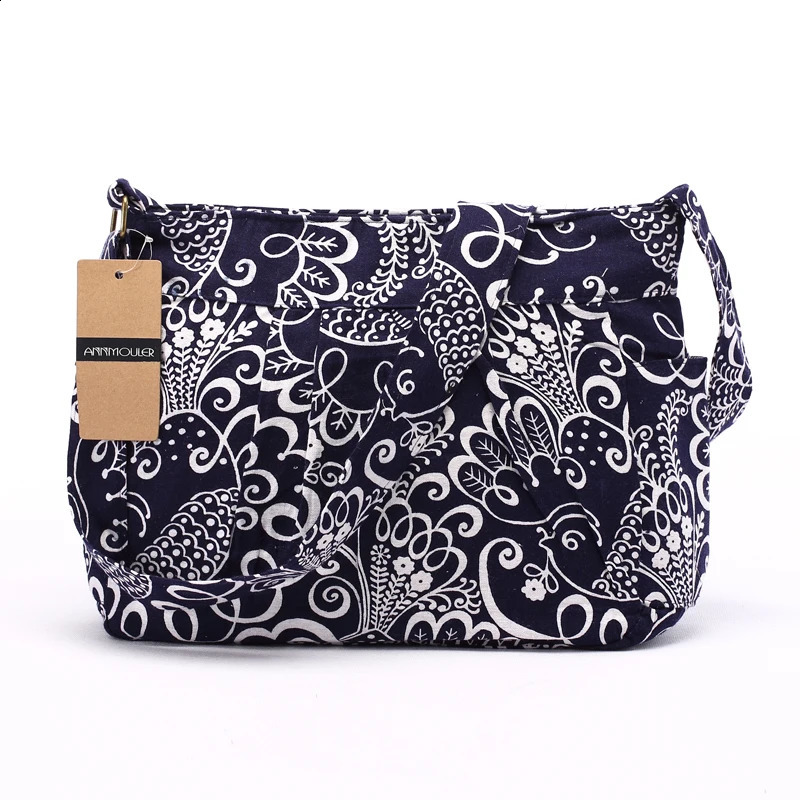 Annmouler womens cross body bag retro large capacity shoulder multi pocket cotton messenger for women homeless 240913